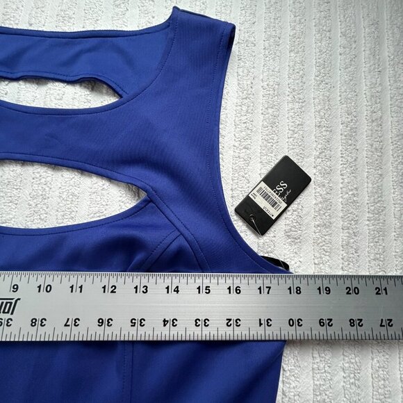 Guess Women Cut Out Sheath Dress Size 14 Blue Sleeveless Lined Back Zip New $118 - Picture 8 of 11